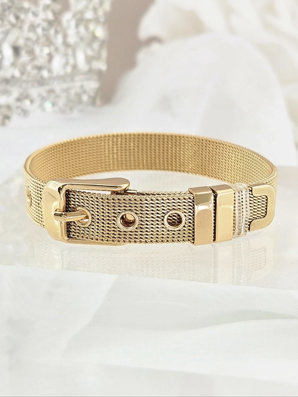 Adornia Belt Bracelet 14k Gold Plated Adjustable Modern Minimalist Classic Gifts - Picture 1 of 3